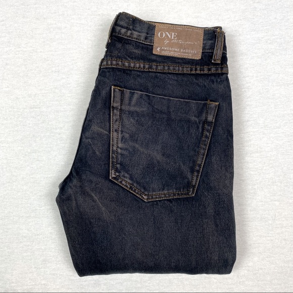 One Teaspoon Awesome Baggies Distressed Relaxed Skinny Ankle Dark Wash Jeans - Picture 11 of 13